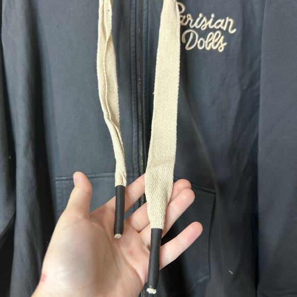 Sandrine Rose Parisian Dolls Zip Up Hoodie Sweatshirt Black Women Medium NWT - Picture 9 of 13